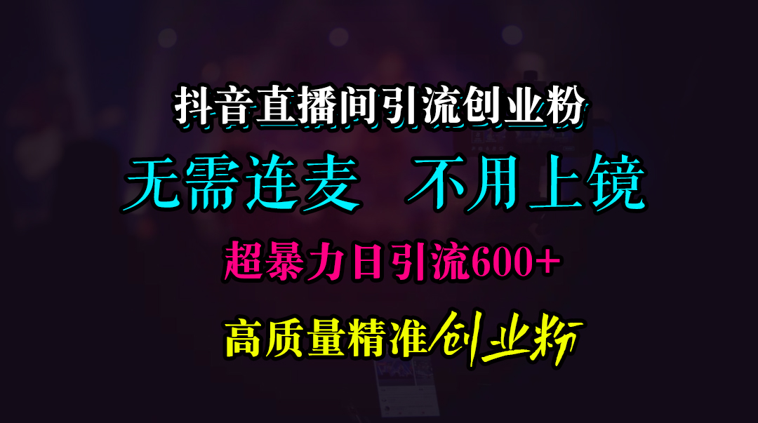 抖音直播间引流创业粉,无需连麦、无需上镜,超暴力日引流600+高质量精准创业粉网创吧-网创项目资源站-副业项目-创业项目-搞钱项目网创吧