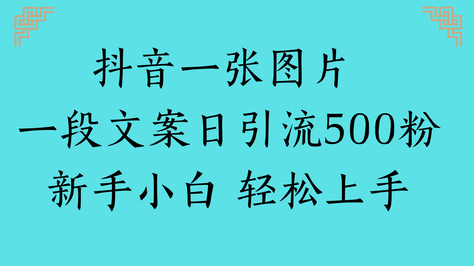 抖音一张图片 一段文案日引流500粉新手小白 轻松上手网创吧-网创项目资源站-副业项目-创业项目-搞钱项目网创吧