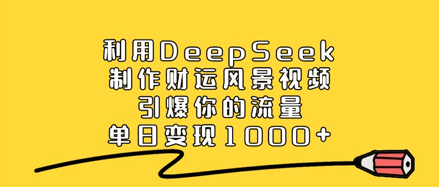 利用DeepSeek制作财运风景视频，做出爆款视频，单日变现1000+网创吧-网创项目资源站-副业项目-创业项目-搞钱项目网创吧