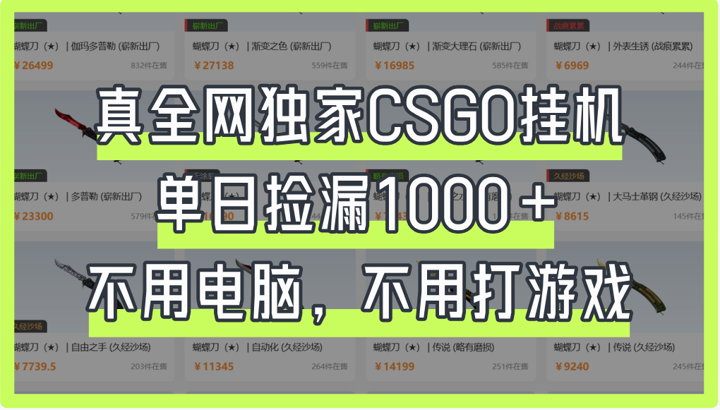 真全网独家CSGO挂机,单日捡漏1000+网创吧-网创项目资源站-副业项目-创业项目-搞钱项目网创吧