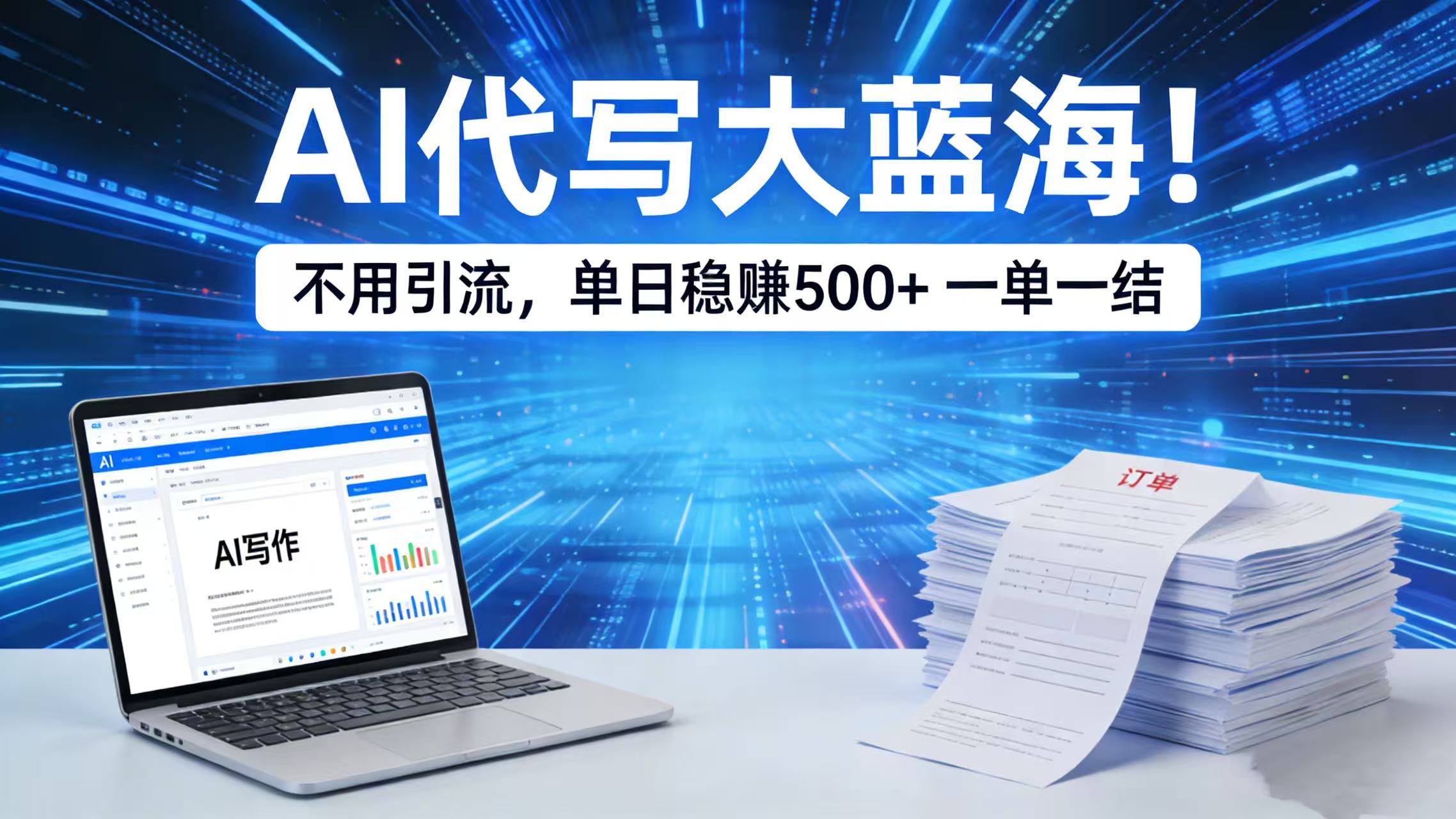 AI 代写大蓝海！不用引流，单日稳赚 500 + 一单一结网创吧-网创项目资源站-副业项目-创业项目-搞钱项目网创吧